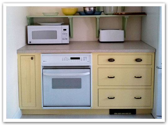 Yellow painted cabinetry