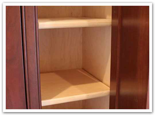 Solid wood, front edge shelves